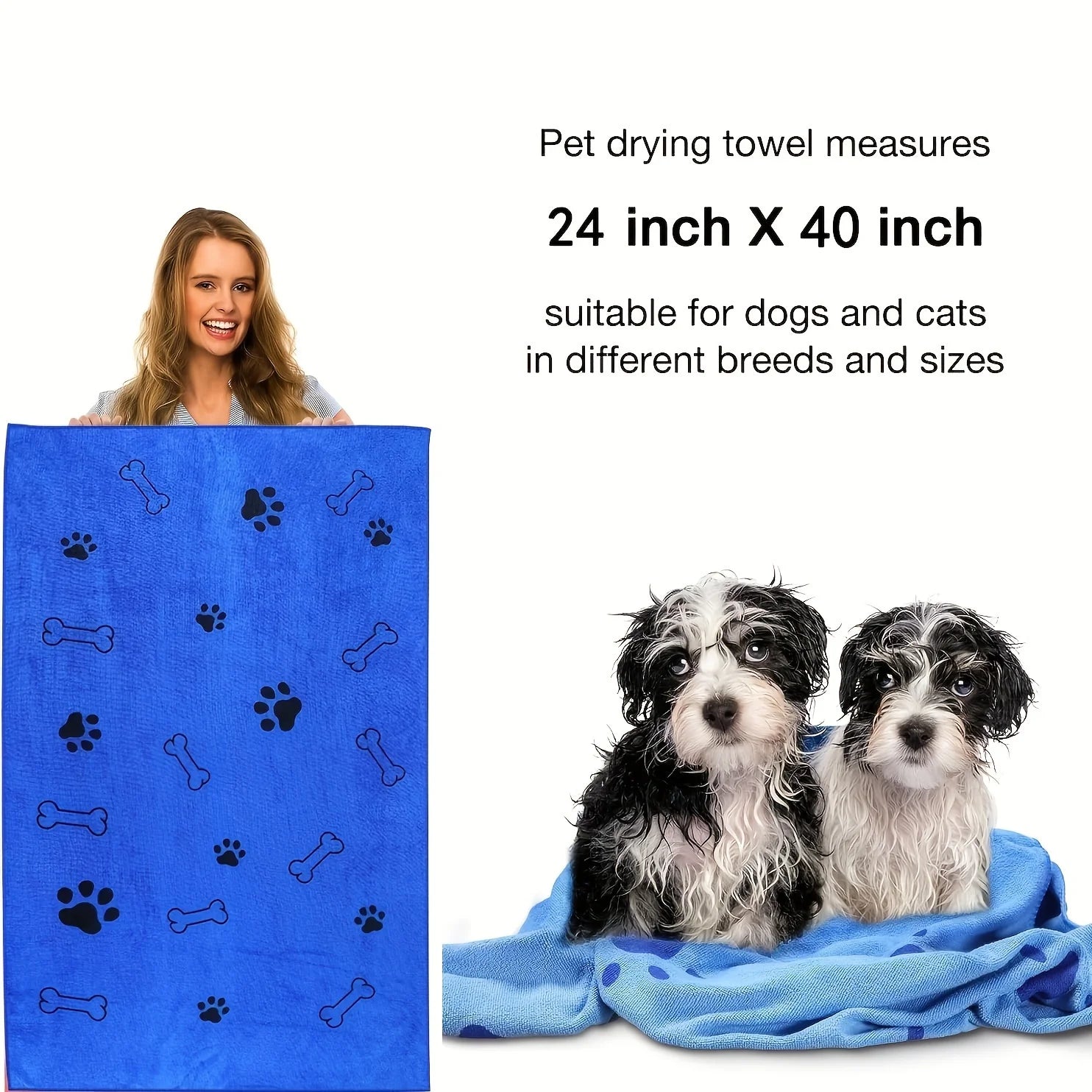 Pet Drying Robe — Super Absorbent Microfiber Bathrobe for Dogs After Bath or Rain