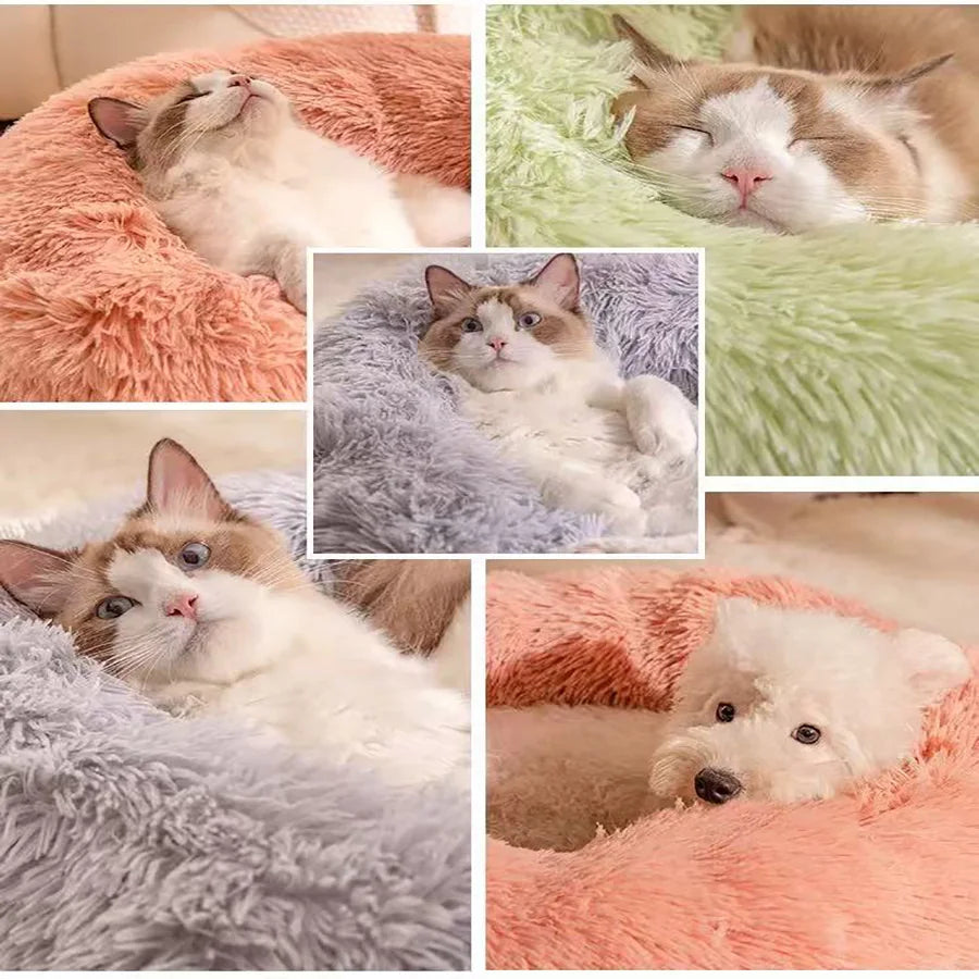 Calming Donut Bed for Dogs & Cats — Anti-Anxiety Fluffy Cloud Pet Bed