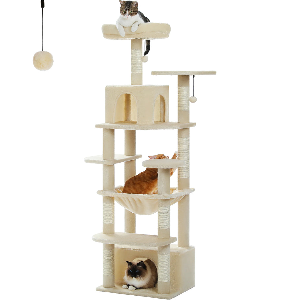 Multi-Level Cat Tree Tower — Premium Sisal Scratching Posts with Cosy Hideaway & Perches (1.36m or 1.84m)