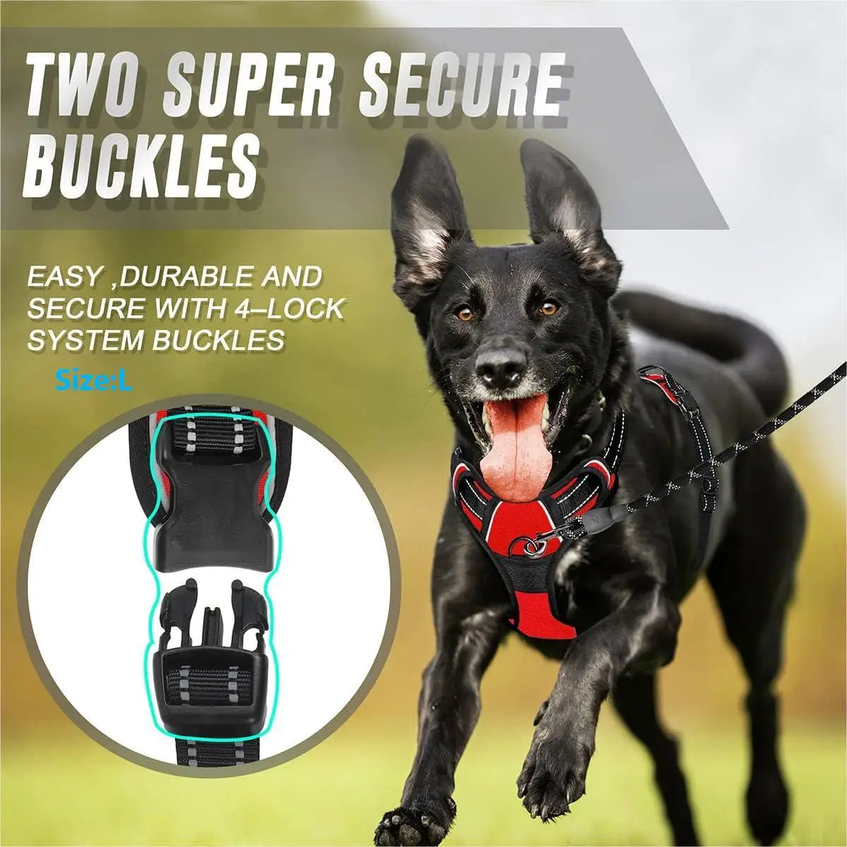 No-Pull Dog Harness — Adjustable Padded Vest with Reflective Strap & Control Handle