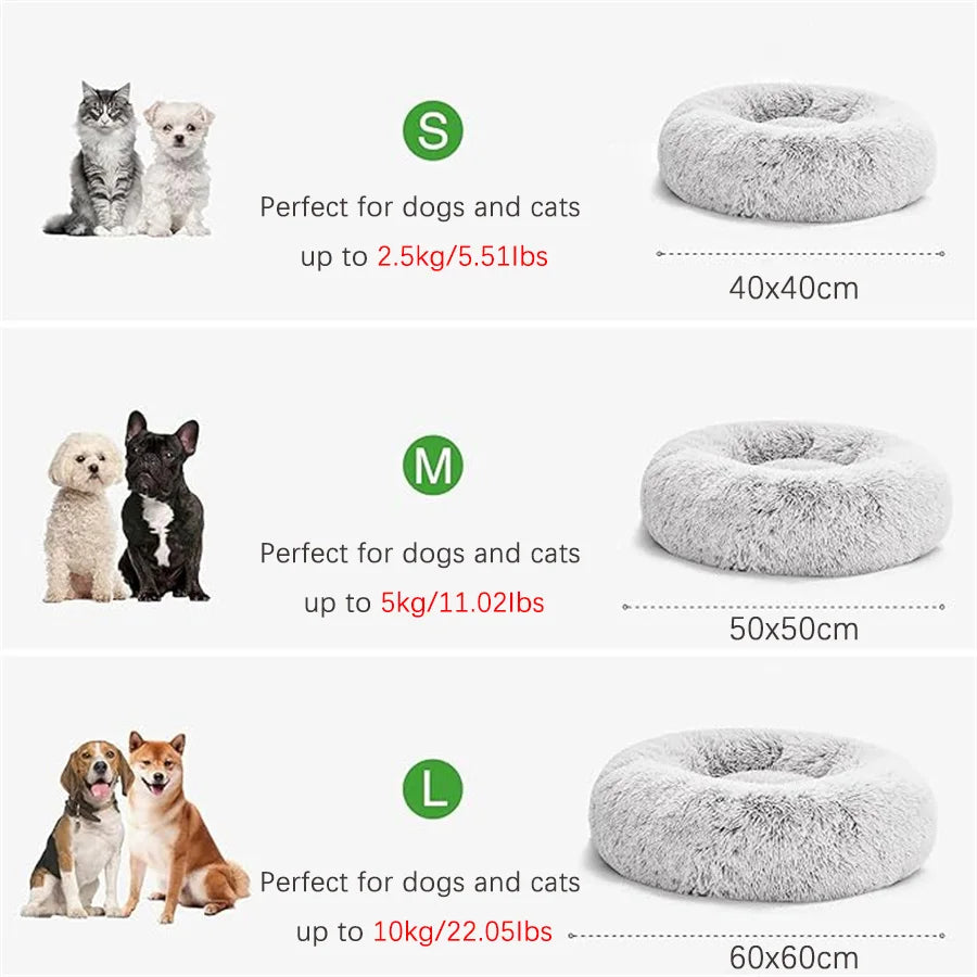 Calming Donut Bed for Dogs & Cats — Anti-Anxiety Fluffy Cloud Pet Bed