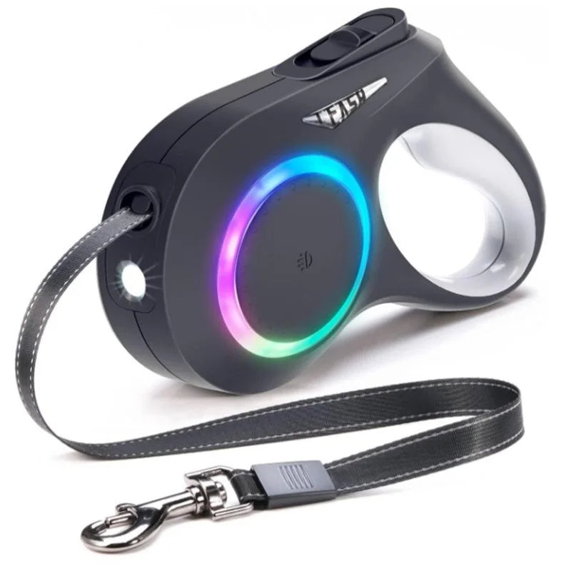 Rechargeable LED Retractable Dog Leash — Bright Light for Safe Night Walks