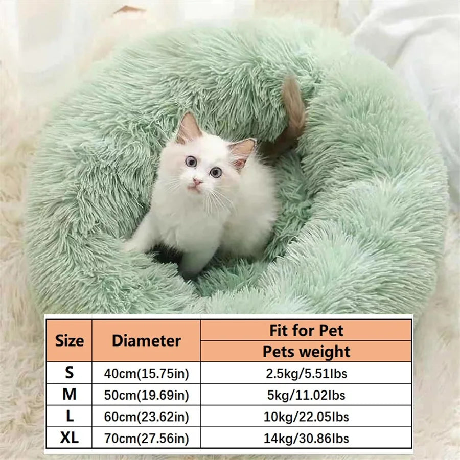 Calming Donut Bed for Dogs & Cats — Anti-Anxiety Fluffy Cloud Pet Bed