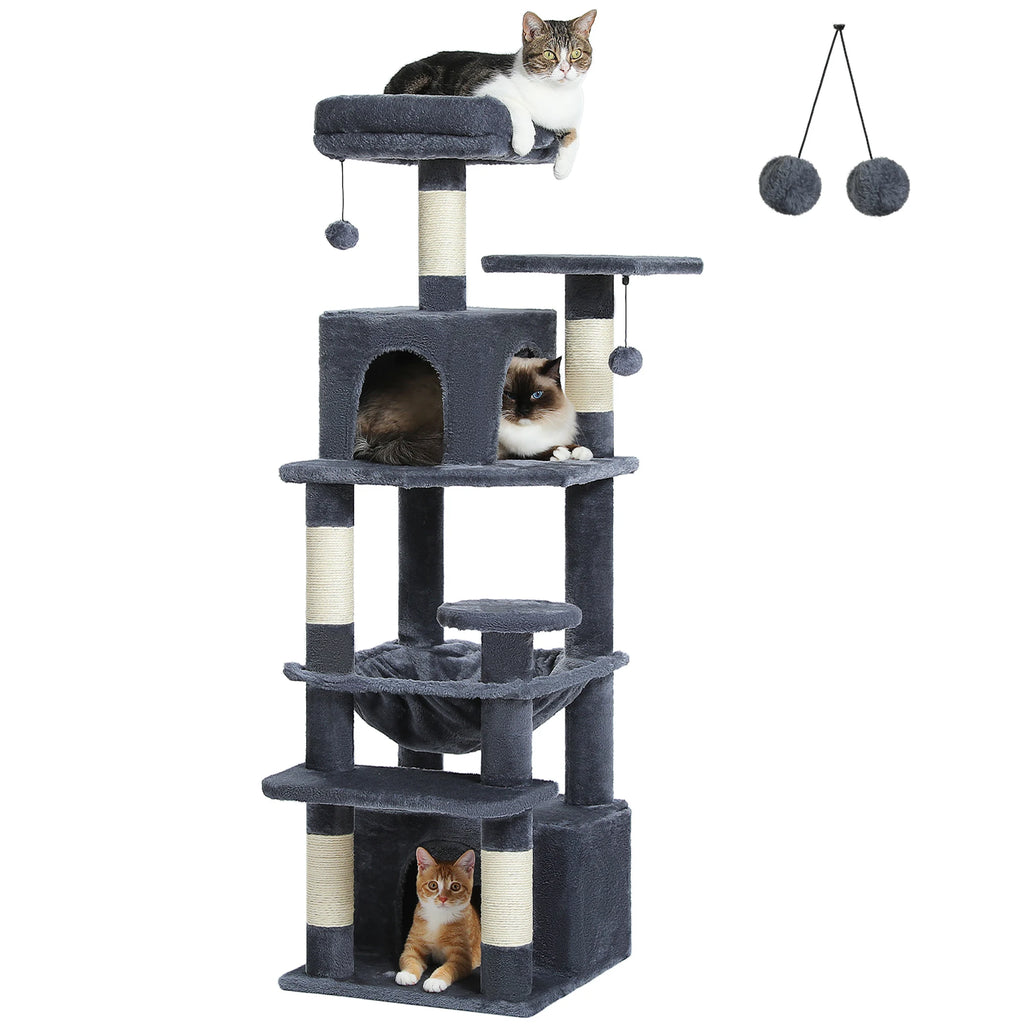Multi-Level Cat Tree Tower — Premium Sisal Scratching Posts with Cosy Hideaway & Perches (1.36m or 1.84m)