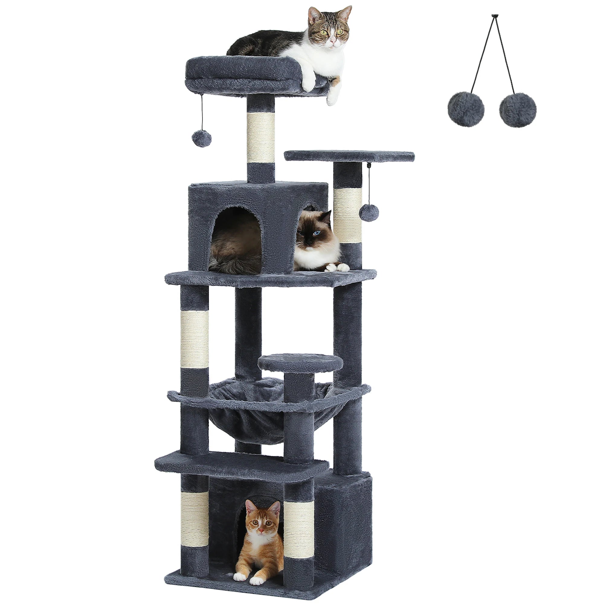 Multi-Level Cat Tree Tower — Premium Sisal Scratching Posts with Cosy Hideaway & Perches (1.36m or 1.84m)