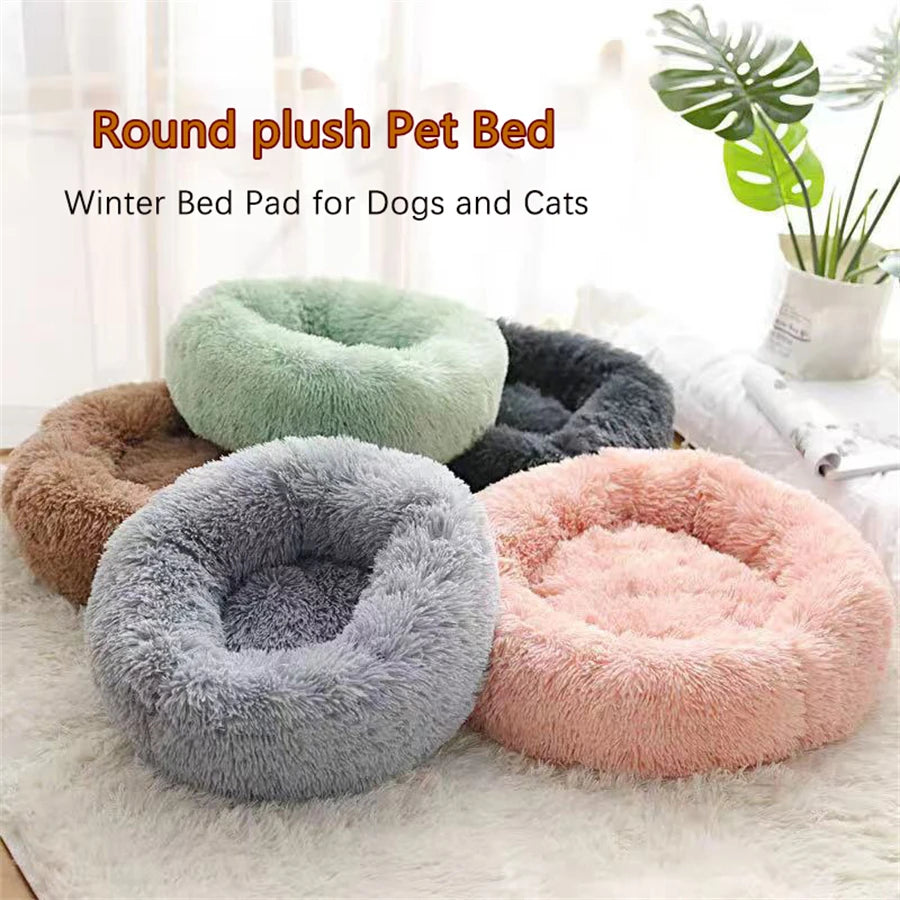 Calming Donut Bed for Dogs & Cats — Anti-Anxiety Fluffy Cloud Pet Bed