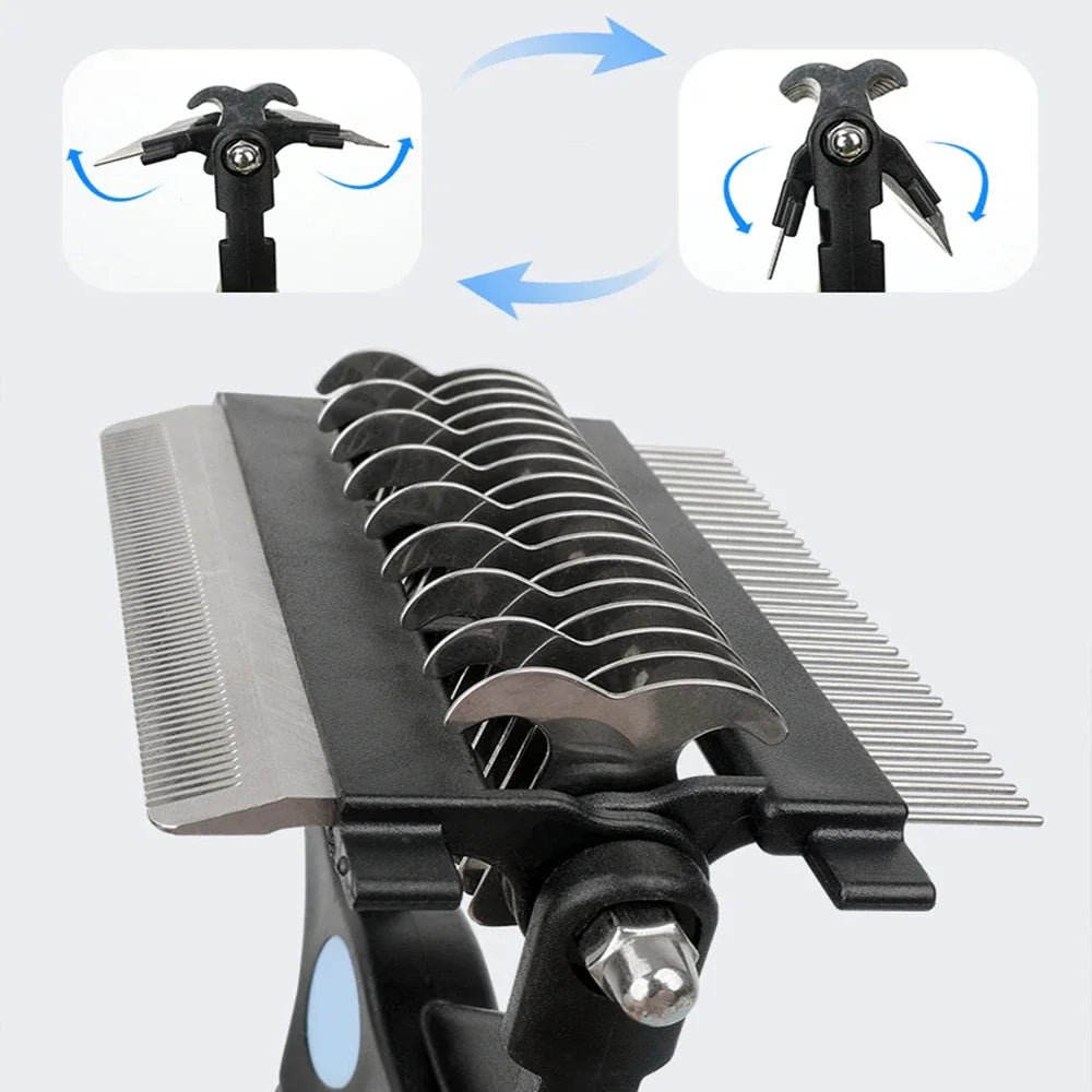 3-in-1 Pro Deshedding Brush — Self-Cleaning Pet Hair Remover & Grooming Comb for Dogs & Cats