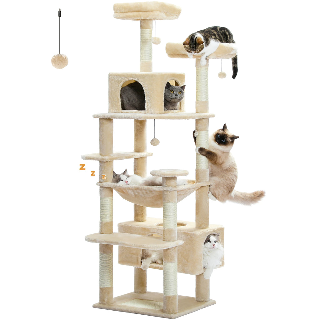 Multi-Level Cat Tree Tower — Premium Sisal Scratching Posts with Cosy Hideaway & Perches (1.36m or 1.84m)