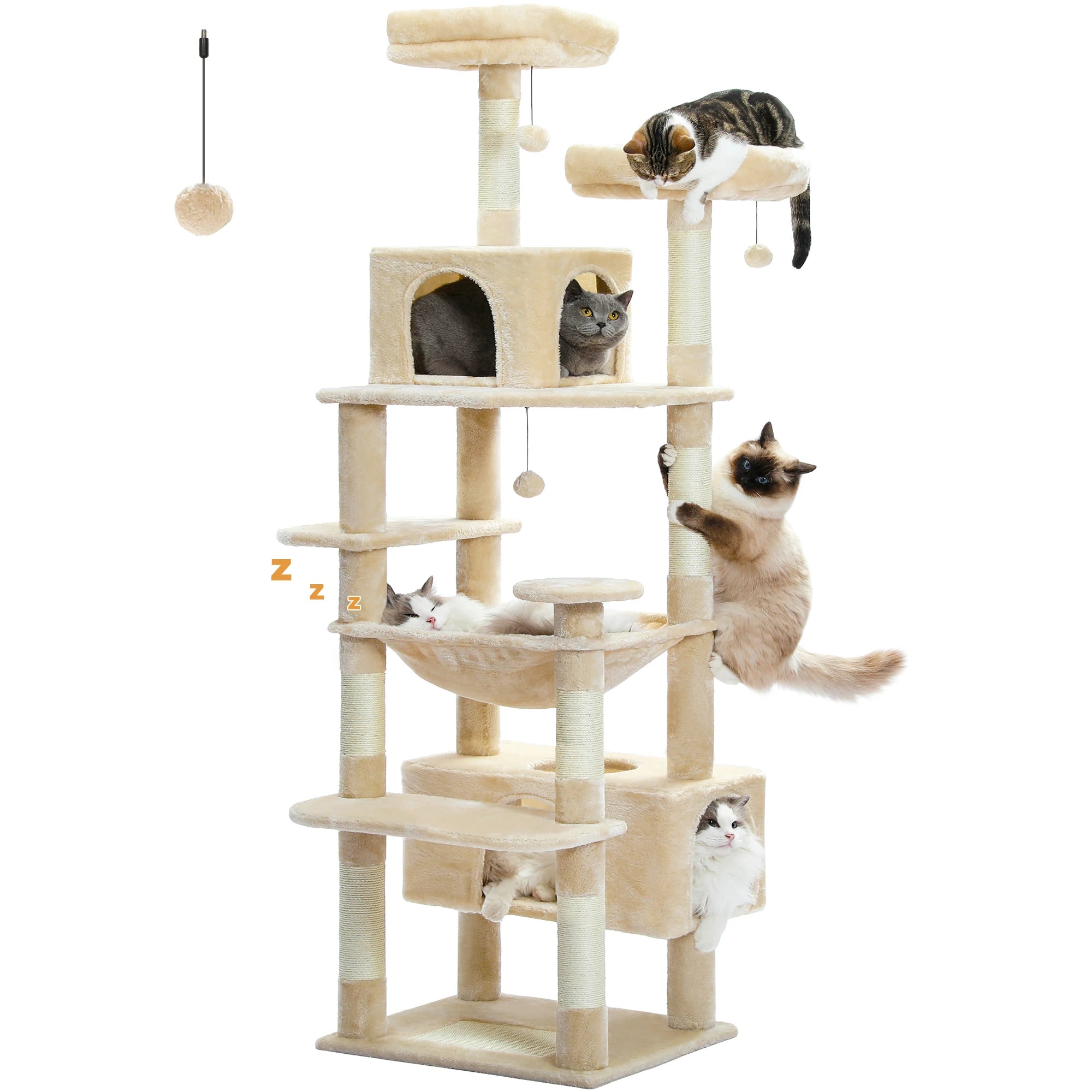 Multi-Level Cat Tree Tower — Premium Sisal Scratching Posts with Cosy Hideaway & Perches (1.36m or 1.84m)