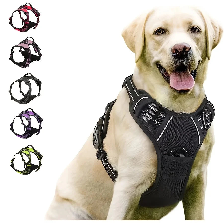 No-Pull Dog Harness — Adjustable Padded Vest with Reflective Strap & Control Handle
