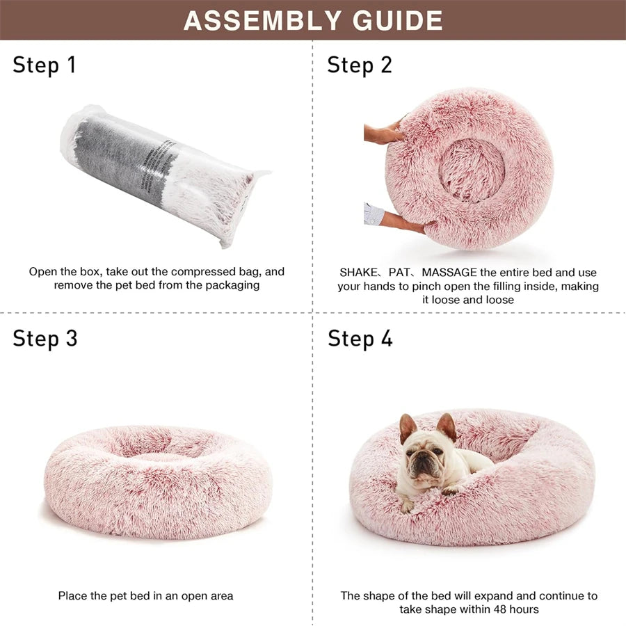 Calming Donut Bed for Dogs & Cats — Anti-Anxiety Fluffy Cloud Pet Bed