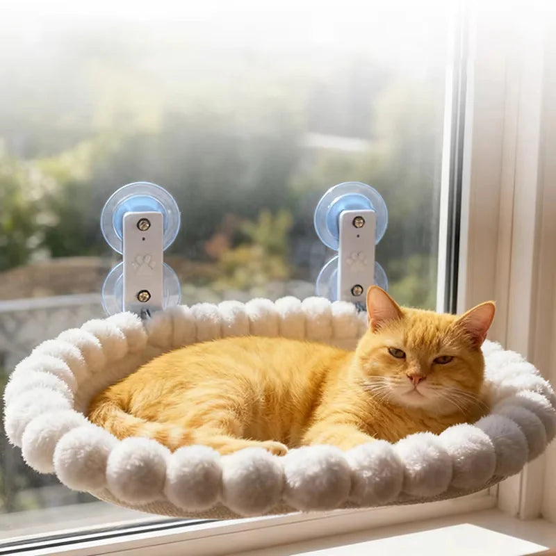 Cat Window Perch Hammock — Plush Suction Cup Bed for Sunny Naps & Bird Watching