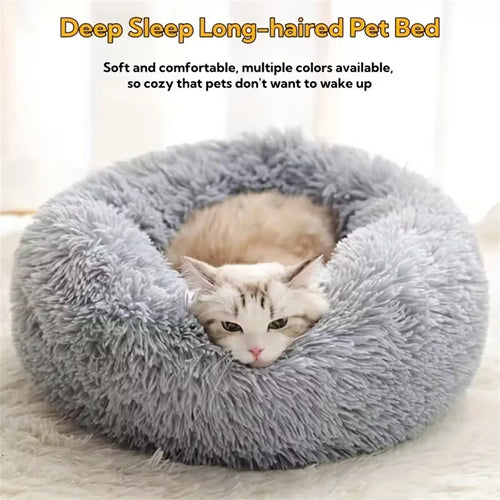Calming Donut Bed for Dogs & Cats — Anti-Anxiety Fluffy Cloud Pet Bed