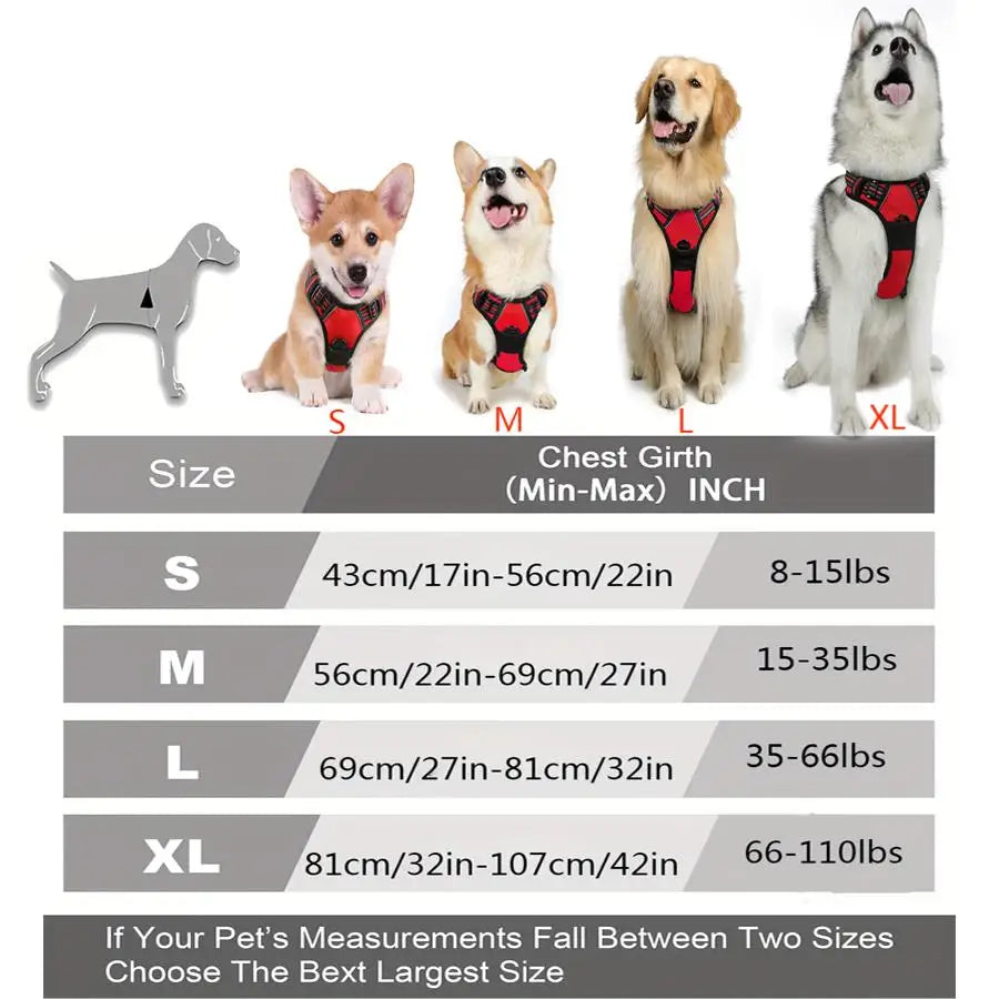 No-Pull Dog Harness — Adjustable Padded Vest with Reflective Strap & Control Handle