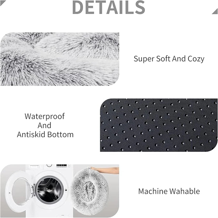 Calming Donut Bed for Dogs & Cats — Anti-Anxiety Fluffy Cloud Pet Bed