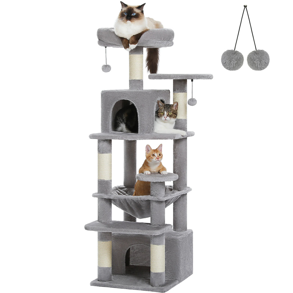 Multi-Level Cat Tree Tower — Premium Sisal Scratching Posts with Cosy Hideaway & Perches (1.36m or 1.84m)