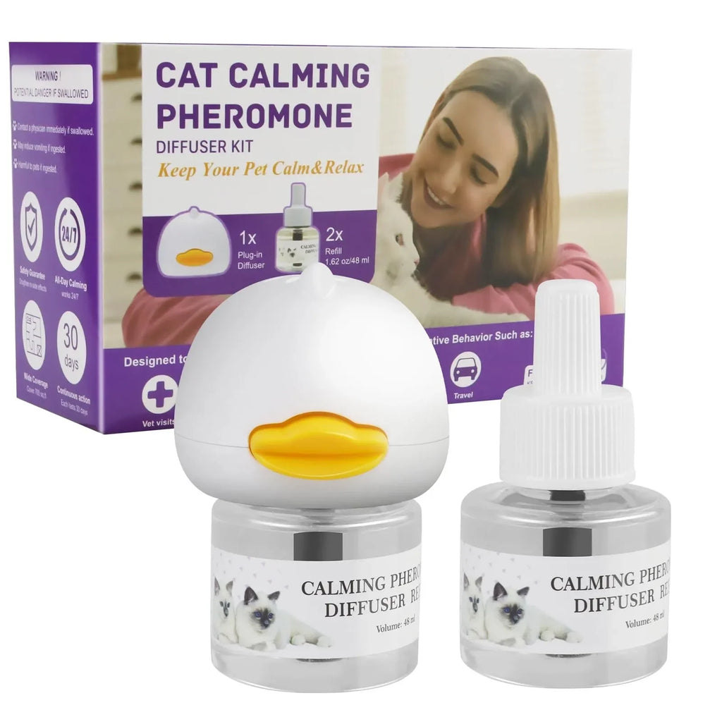 Calming Pheromone Diffuser Kit for Pets — Anti-Anxiety Stress Relief with 2 Refills Included