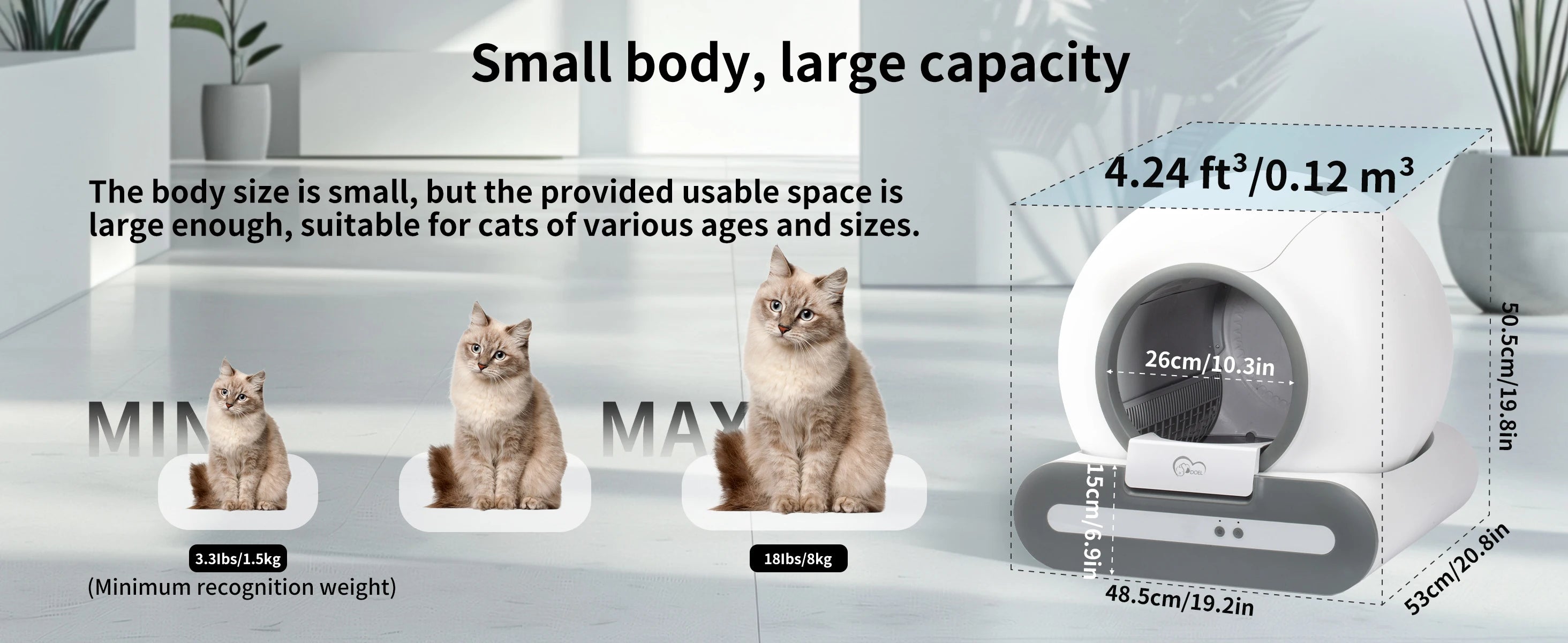 Smart Self-Cleaning Cat Litter Box — WiFi App Control with Odor Removal