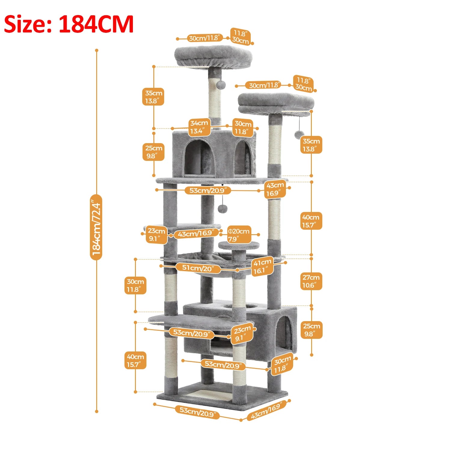 Multi-Level Cat Tree Tower — Premium Sisal Scratching Posts with Cosy Hideaway & Perches (1.36m or 1.84m)