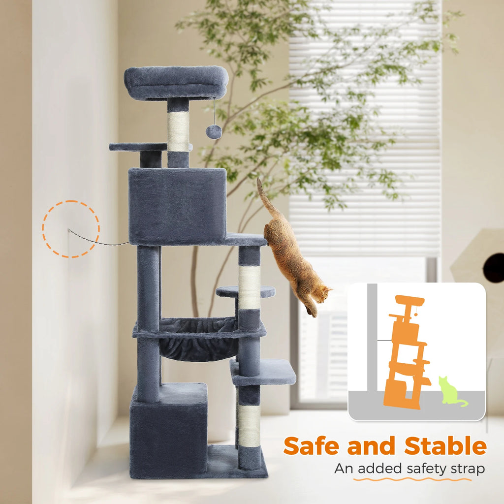 Multi-Level Cat Tree Tower — Premium Sisal Scratching Posts with Cosy Hideaway & Perches (1.36m or 1.84m)
