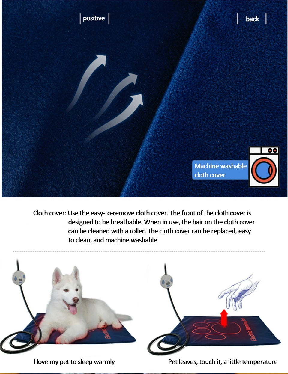Heated Pet Bed — Washable Warm Cushion with Adjustable Temperature Control