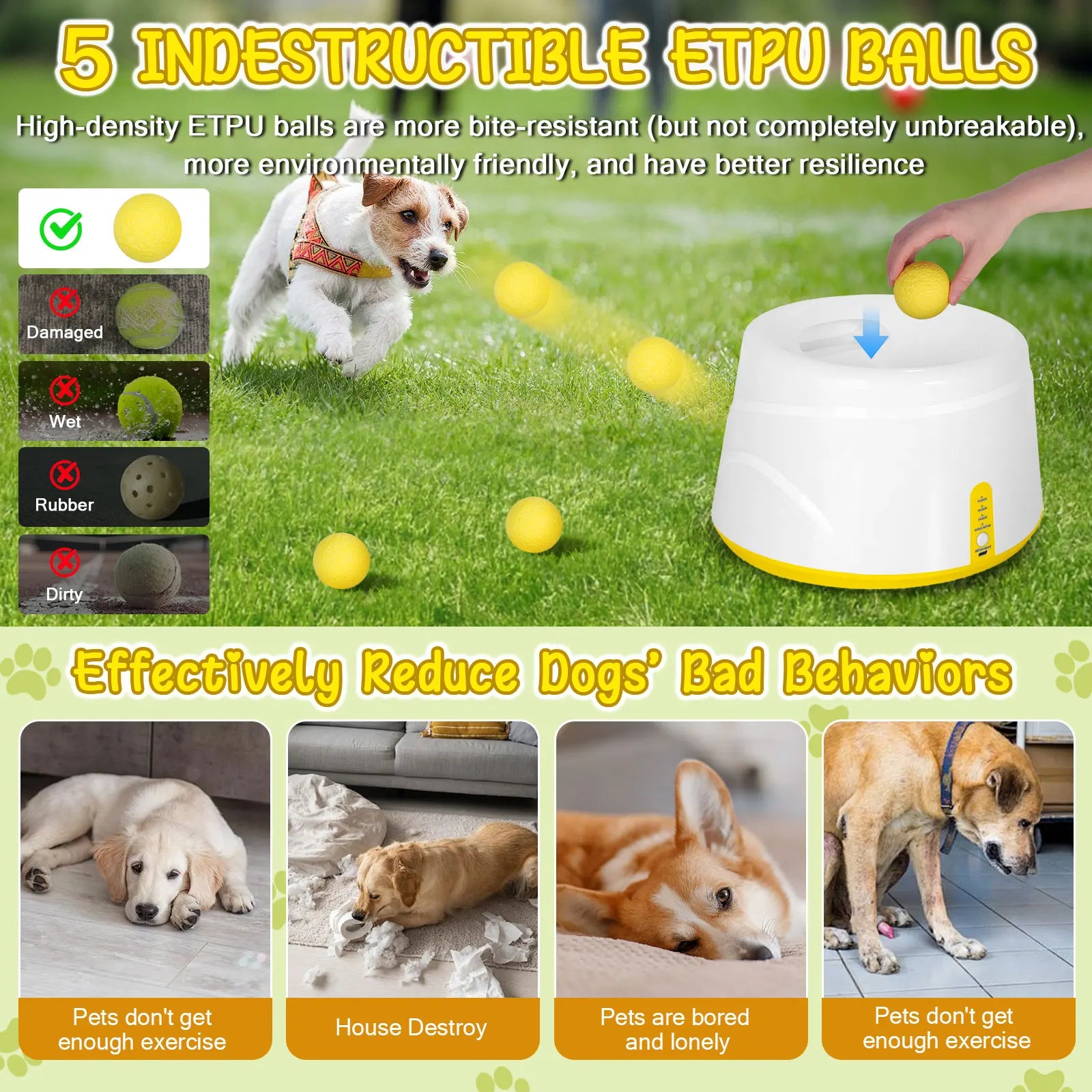Automatic Dog Ball Launcher — Hands-Free Interactive Fetch Machine with Adjustable Distance