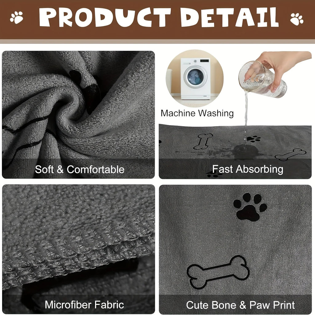 Pet Drying Robe — Super Absorbent Microfiber Bathrobe for Dogs After Bath or Rain