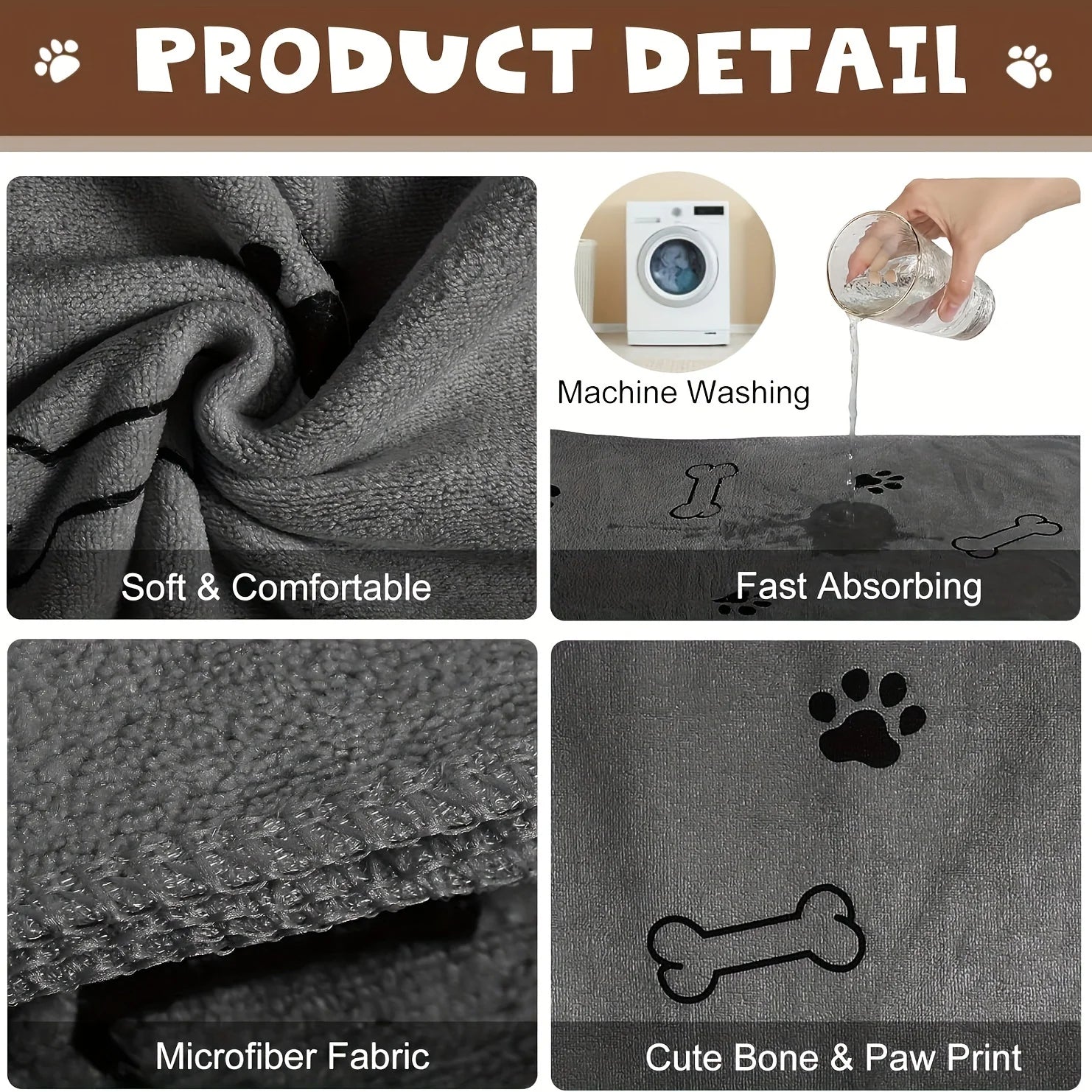 Pet Drying Robe — Super Absorbent Microfiber Bathrobe for Dogs After Bath or Rain