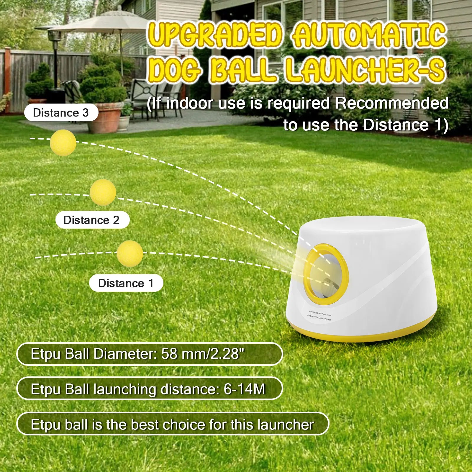 Automatic Dog Ball Launcher — Hands-Free Interactive Fetch Machine with Adjustable Distance