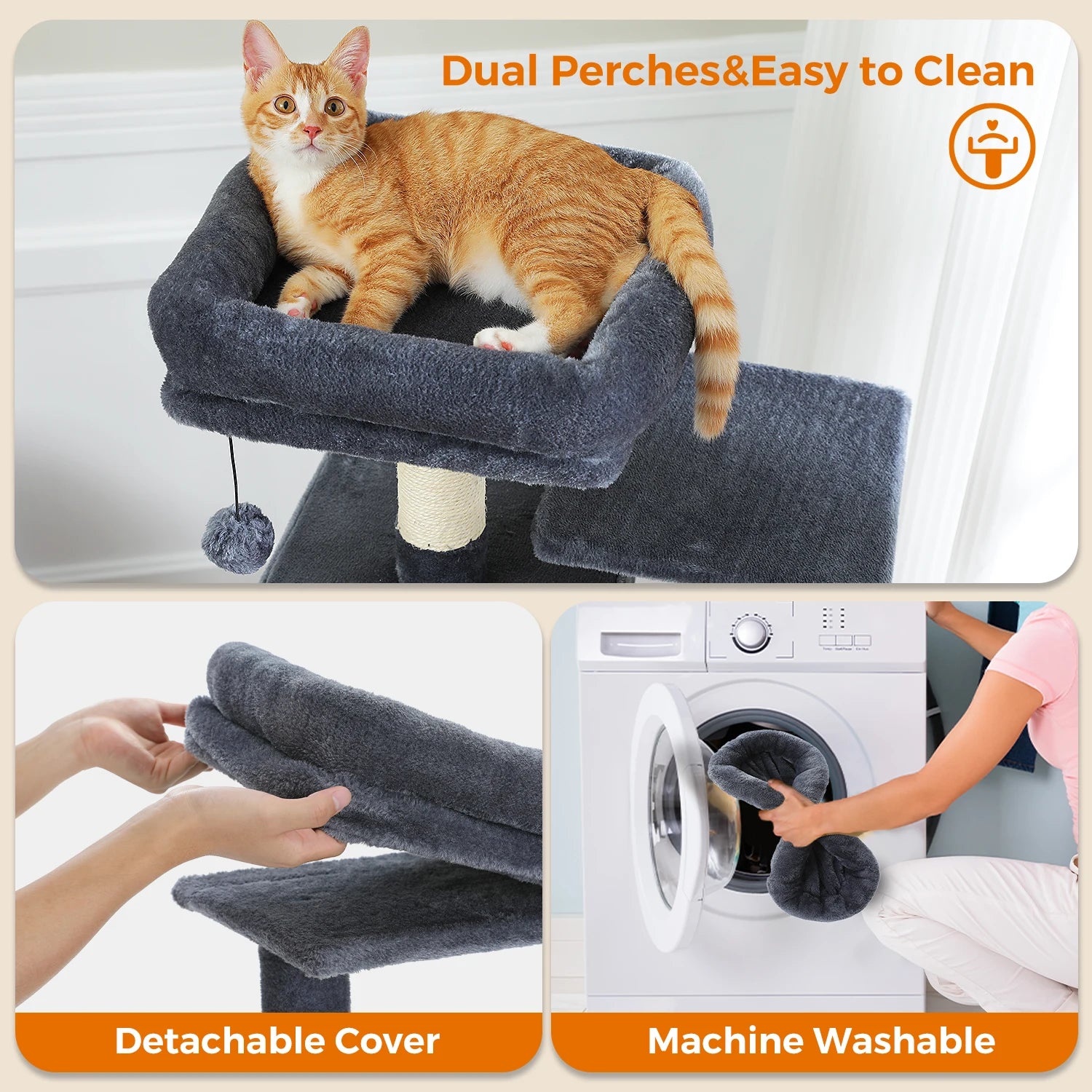 Multi-Level Cat Tree Tower — Premium Sisal Scratching Posts with Cosy Hideaway & Perches (1.36m or 1.84m)