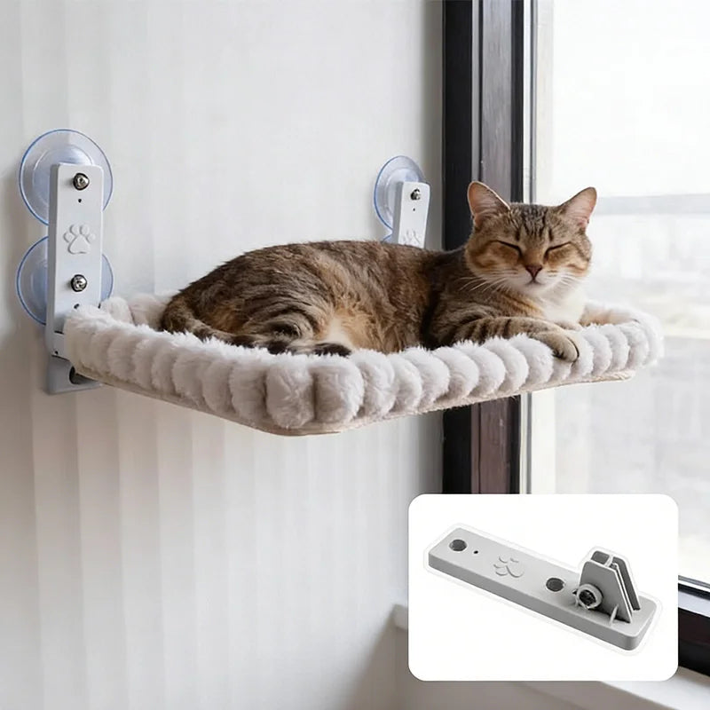 Cat Window Perch Hammock — Plush Suction Cup Bed for Sunny Naps & Bird Watching