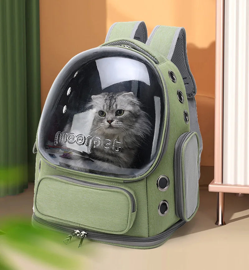 Cat Backpack Carrier with Bubble Window — Ventilated Astronaut Travel Bag