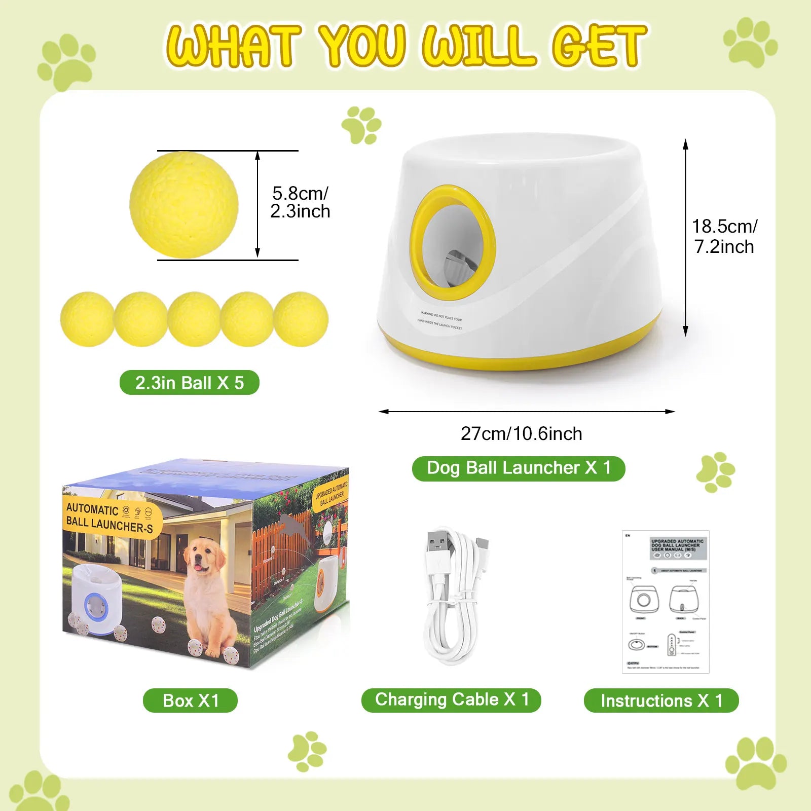 Automatic Dog Ball Launcher — Hands-Free Interactive Fetch Machine with Adjustable Distance