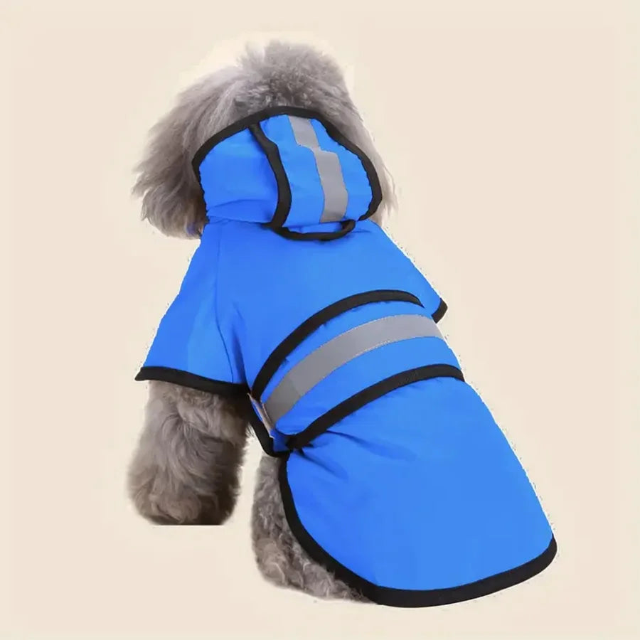 Reflective Dog Raincoat — Waterproof Hooded Jacket with Reflective Strips for Safe Rainy Walks