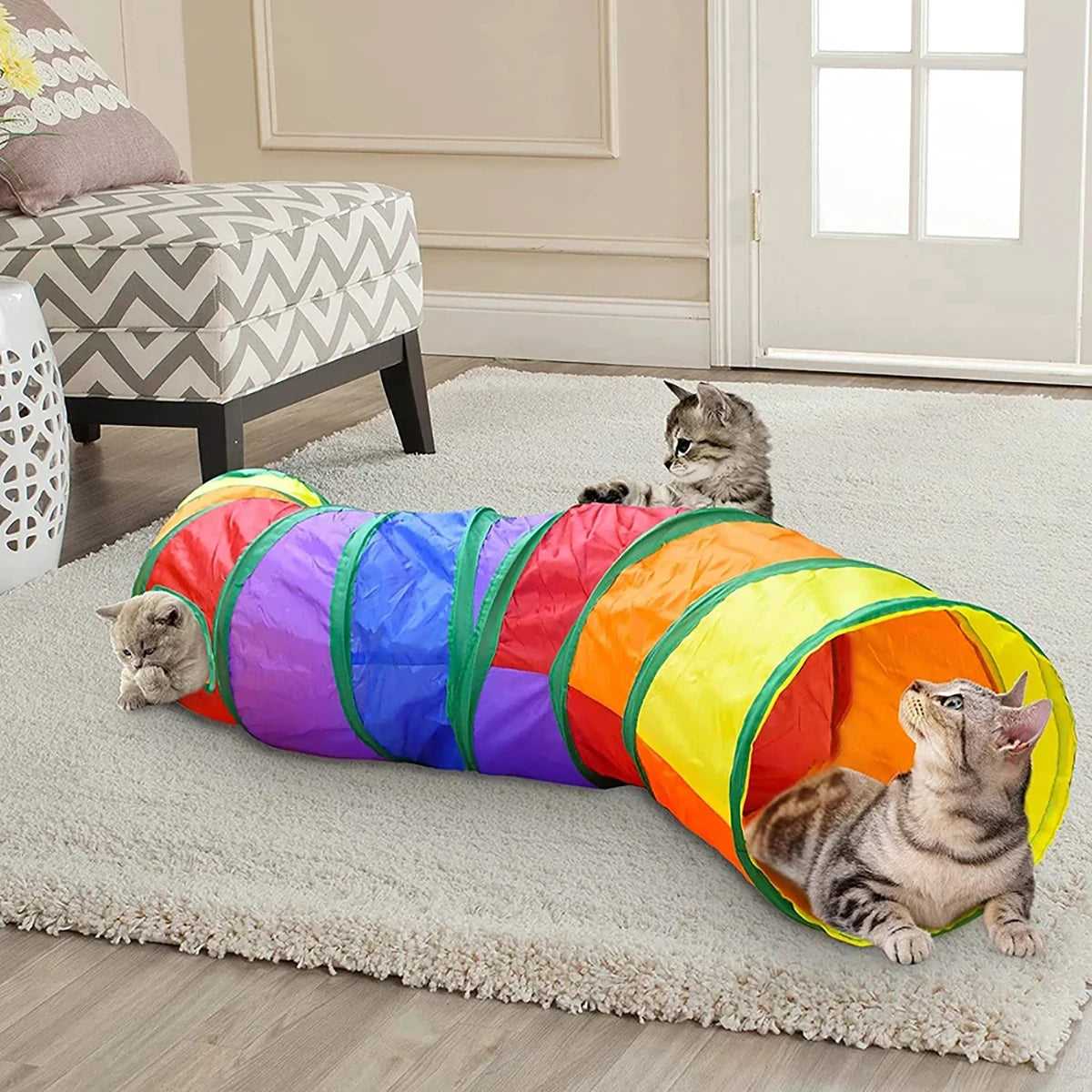 Foldable Pet Tunnel — Interactive Crinkle Play Tube for Cats, Kittens & Rabbits