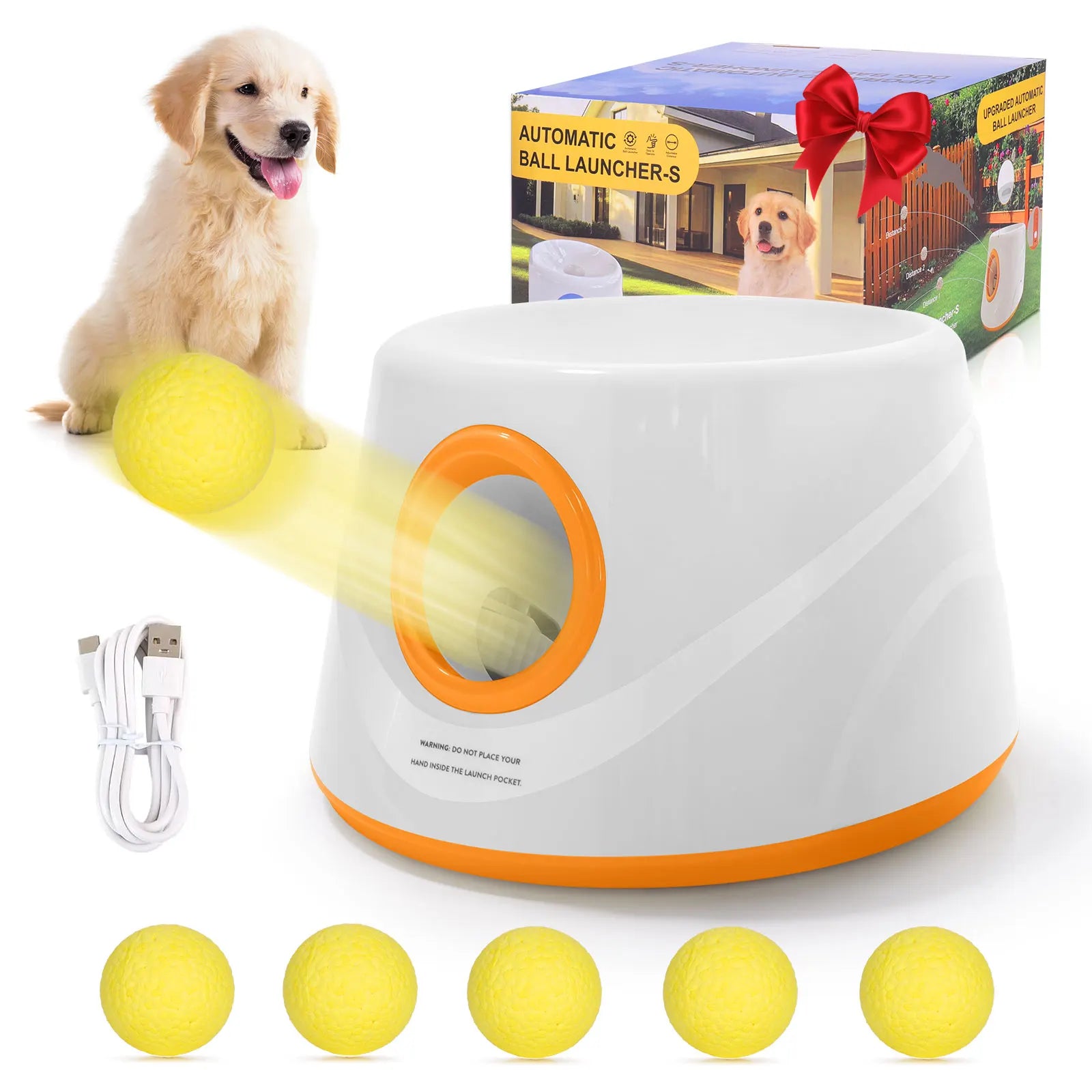 Automatic Dog Ball Launcher — Hands-Free Interactive Fetch Machine with Adjustable Distance