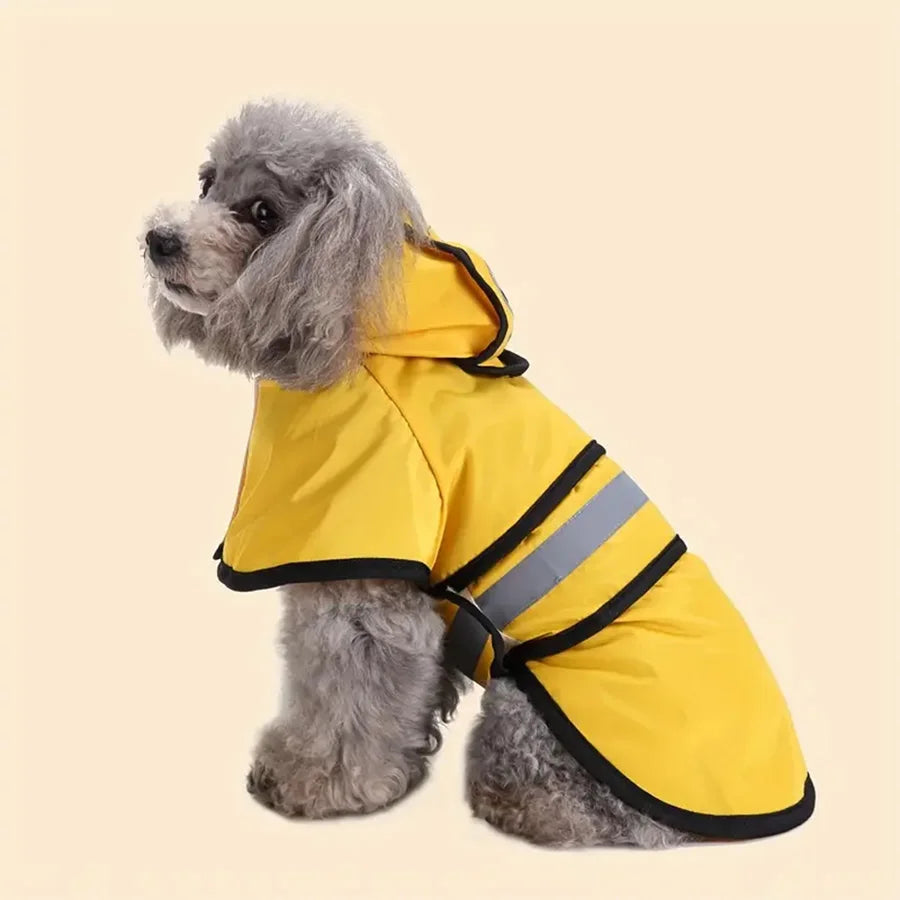 Reflective Dog Raincoat — Waterproof Hooded Jacket with Reflective Strips for Safe Rainy Walks