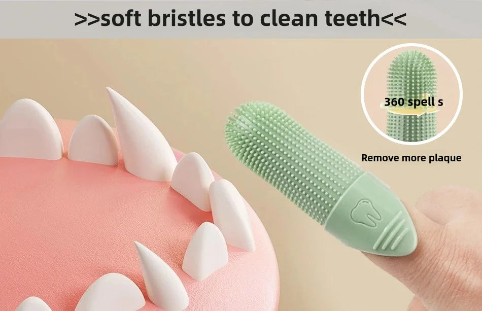 Pet Dental Care Kit — Soft Silicone Finger & Dual-Head Toothbrush for Dogs & Cats