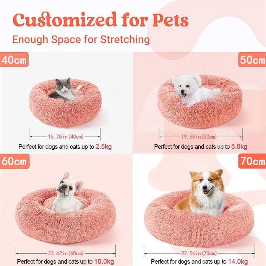 Calming Donut Bed for Dogs & Cats — Anti-Anxiety Fluffy Cloud Pet Bed