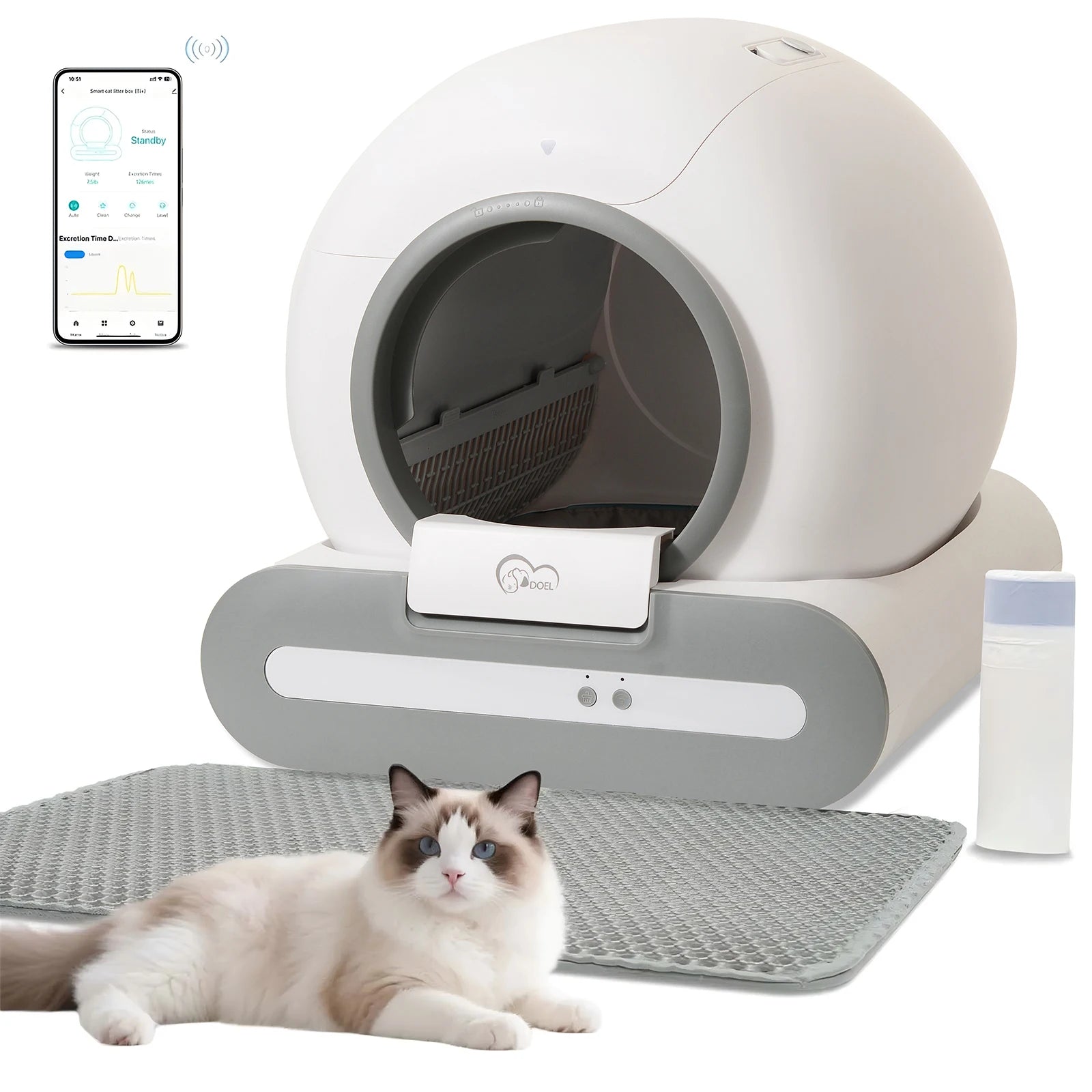 Smart Self-Cleaning Cat Litter Box — WiFi App Control with Odor Removal