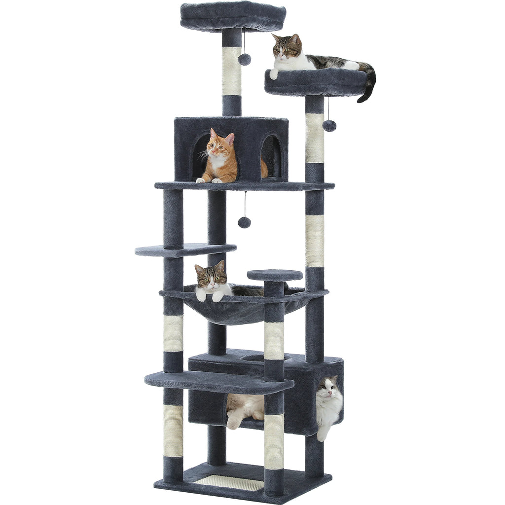 Multi-Level Cat Tree Tower — Premium Sisal Scratching Posts with Cosy Hideaway & Perches (1.36m or 1.84m)