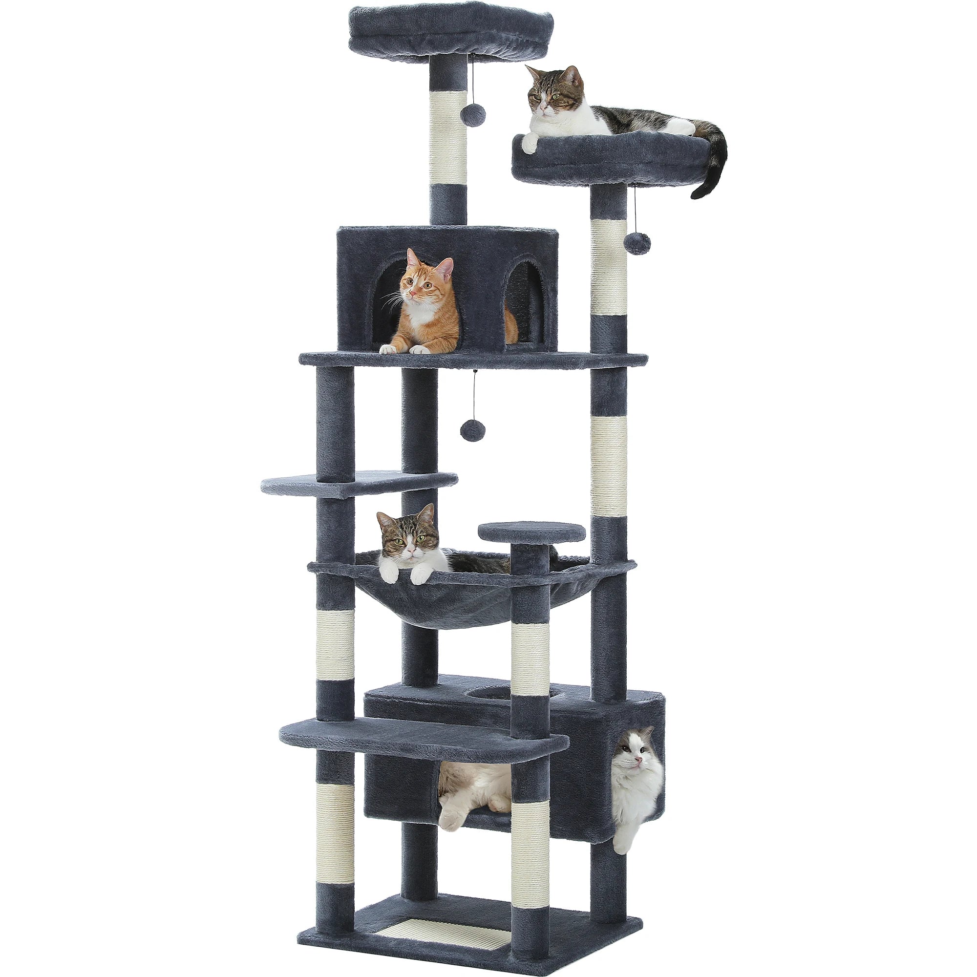 Multi-Level Cat Tree Tower — Premium Sisal Scratching Posts with Cosy Hideaway & Perches (1.36m or 1.84m)