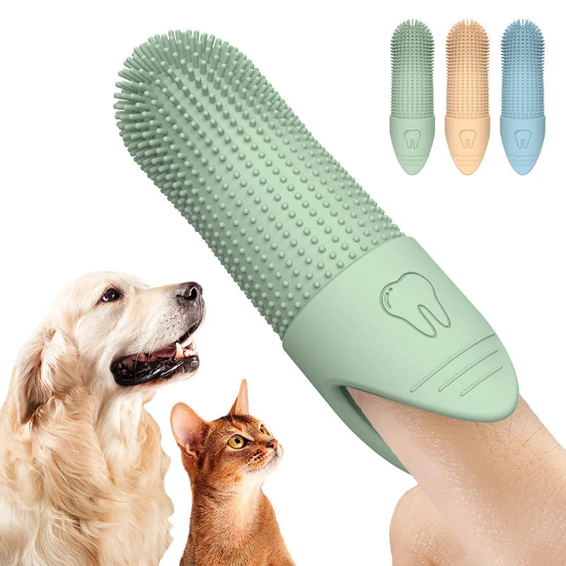 Pet Dental Care Kit — Soft Silicone Finger & Dual-Head Toothbrush for Dogs & Cats