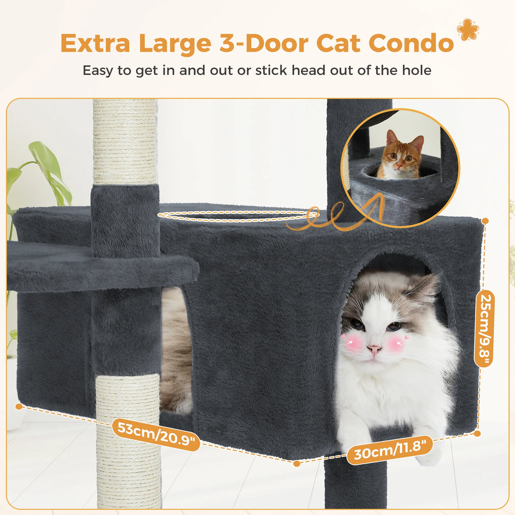 Multi-Level Cat Tree Tower — Premium Sisal Scratching Posts with Cosy Hideaway & Perches (1.36m or 1.84m)