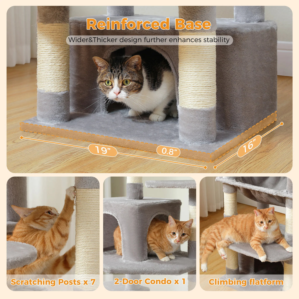 Multi-Level Cat Tree Tower — Premium Sisal Scratching Posts with Cosy Hideaway & Perches (1.36m or 1.84m)
