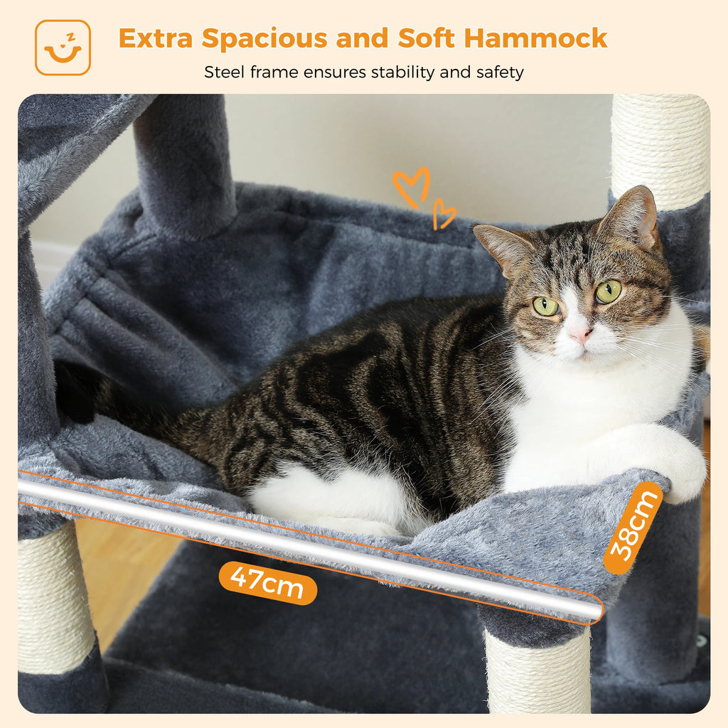 Multi-Level Cat Tree Tower — Premium Sisal Scratching Posts with Cosy Hideaway & Perches (1.36m or 1.84m)
