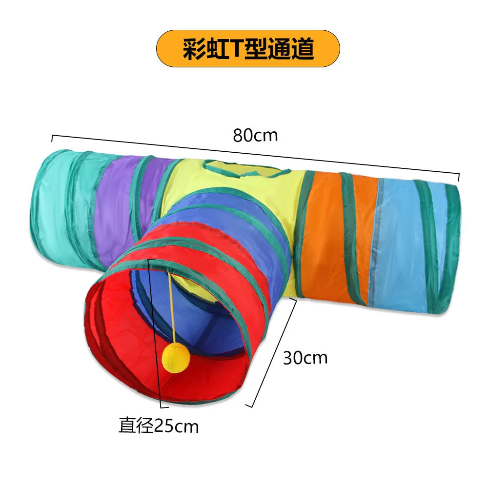 Foldable Pet Tunnel — Interactive Crinkle Play Tube for Cats, Kittens & Rabbits