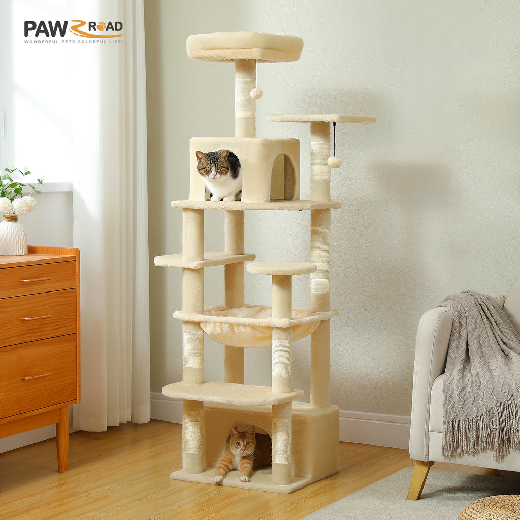 Multi-Level Cat Tree Tower — Premium Sisal Scratching Posts with Cosy Hideaway & Perches (1.36m or 1.84m)