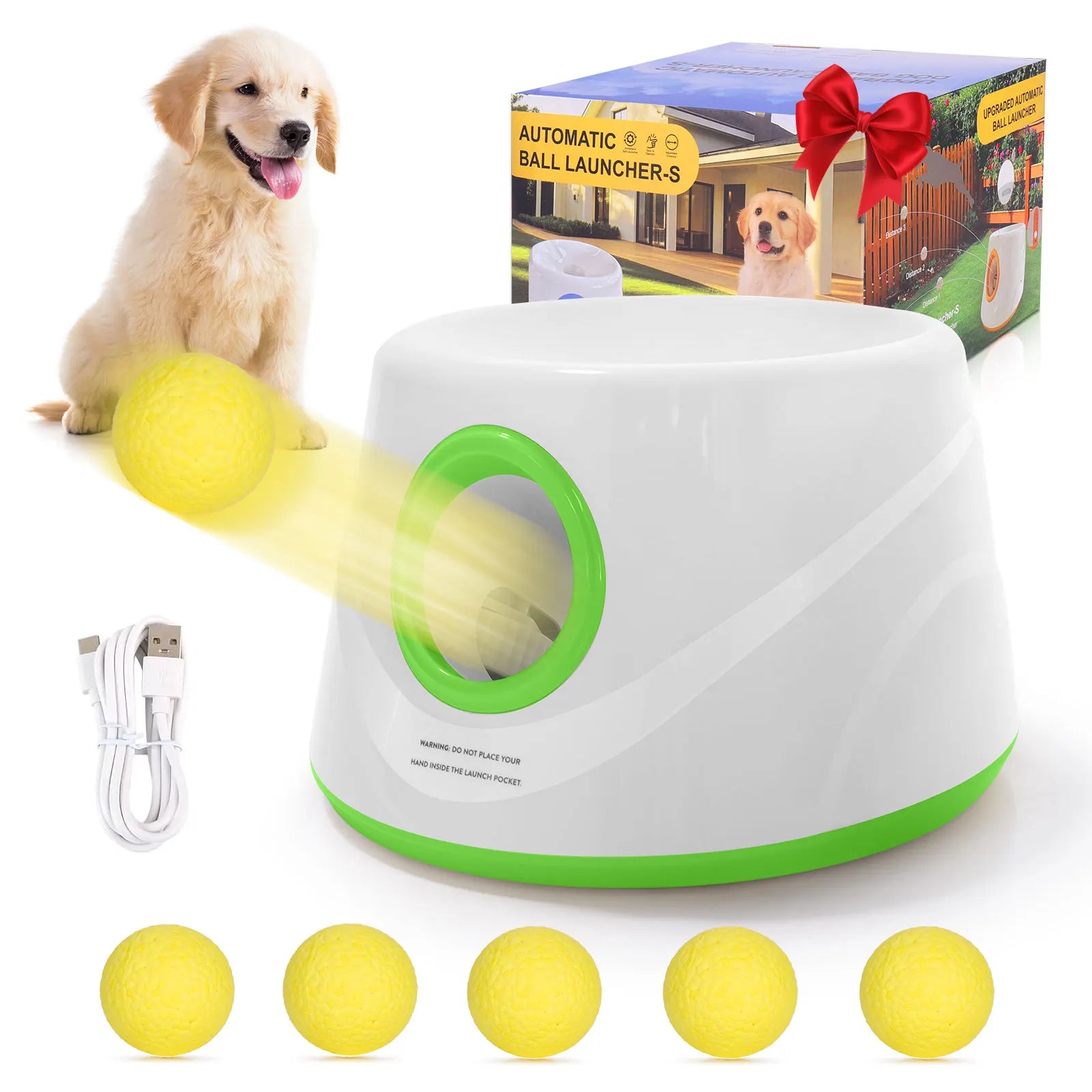 Automatic Dog Ball Launcher — Hands-Free Interactive Fetch Machine with Adjustable Distance
