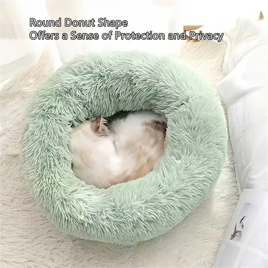 Calming Donut Bed for Dogs & Cats — Anti-Anxiety Fluffy Cloud Pet Bed